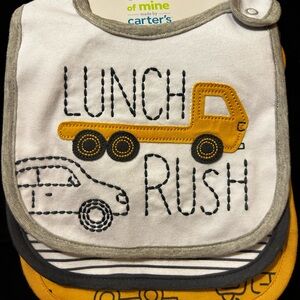 Carter's Bib Set - White and Yellow with Truck Design